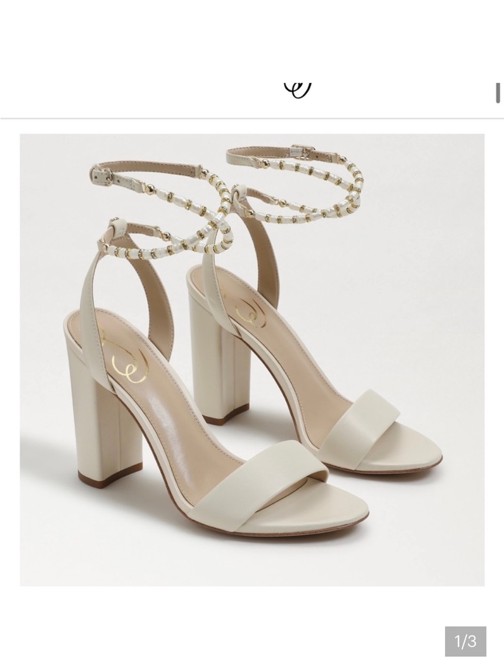 Sam Edelman Cream Beaded Wrap Block Heel Sandals yanelli ivory